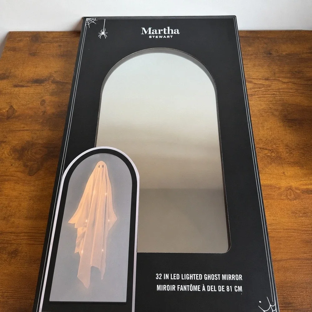 New Martha Stewart 32 in LED Lighted Ghost Mirror Viral Halloween Decoration